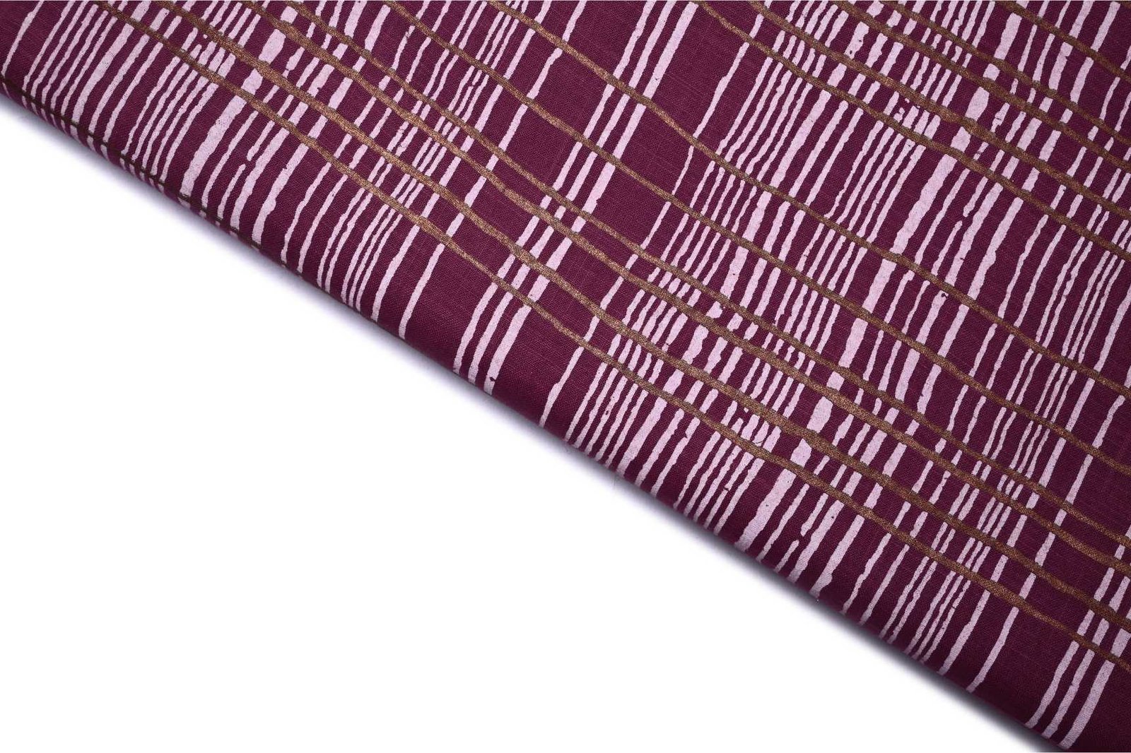 MAUVE TAUPE PINK COLOR COTTON FLAX LIGHT PINK AND GOLD FOIL CHEX PATTERN SCREEN  PRINT FABRIC 11770