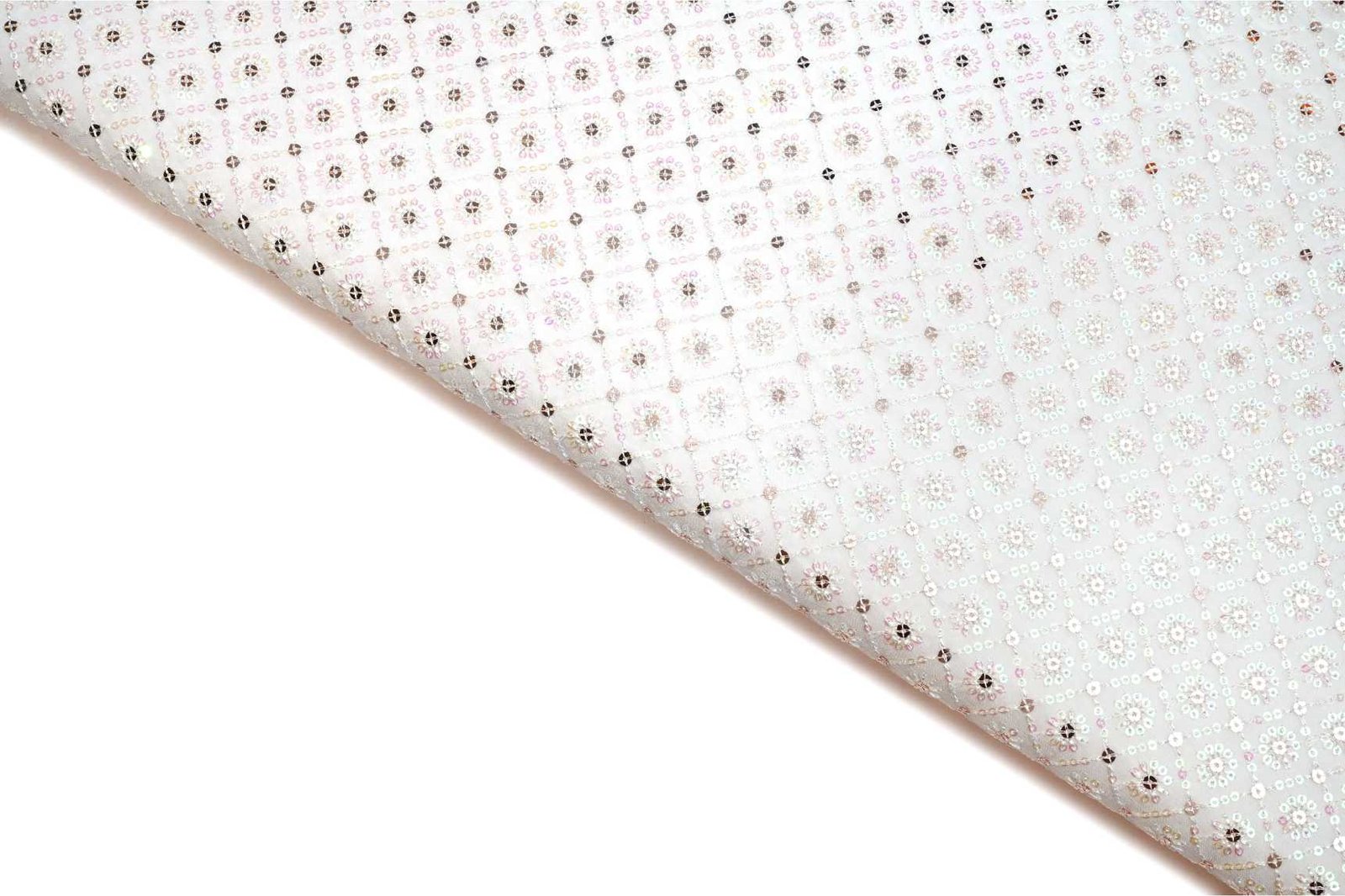 DIABLE  OFF WHITE COLOR WISCOSS GEORGET GOLD EMBOSS CRUSH WEAVE LEAF  MOTIVE PATTERN JAQARD FABRIC 10788