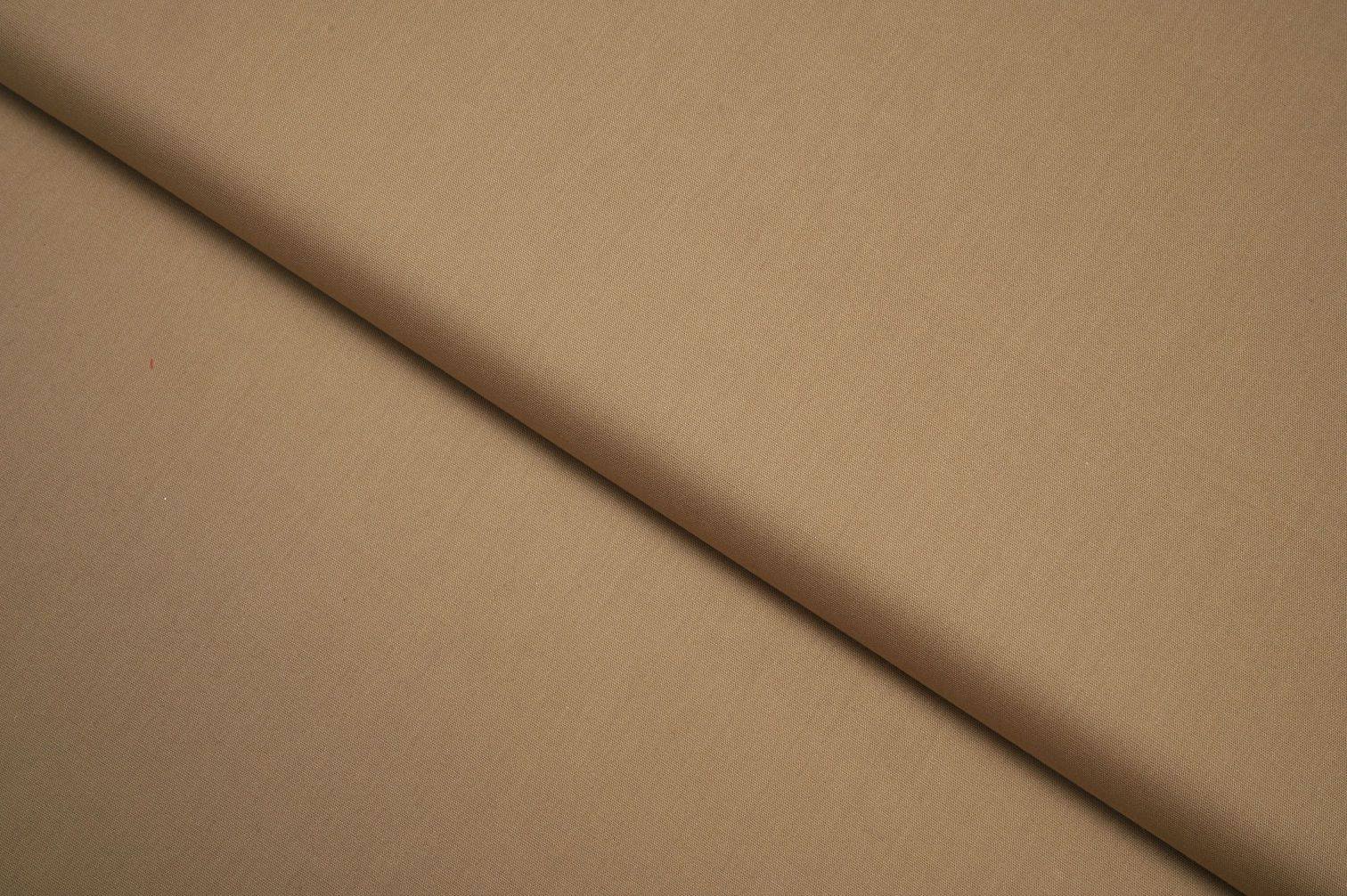 ALMOND BEIGE COLOR PURE CHANDERI SILK HIGHSTITCH THREAD & GOLD EMBROIDERED WORK FABRIC 10728