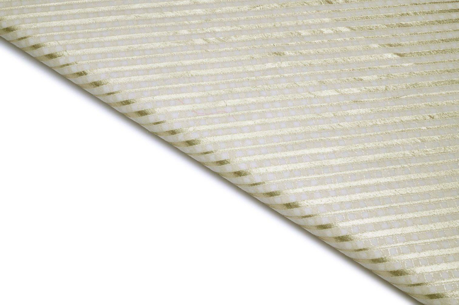 FEATHER CREAM COLOR GEORGET METALIC FOIL WITH MULTIPLE SHADES RESHAM ARROW PATTERN EMBROIDERED WORK FABRIC 10928
