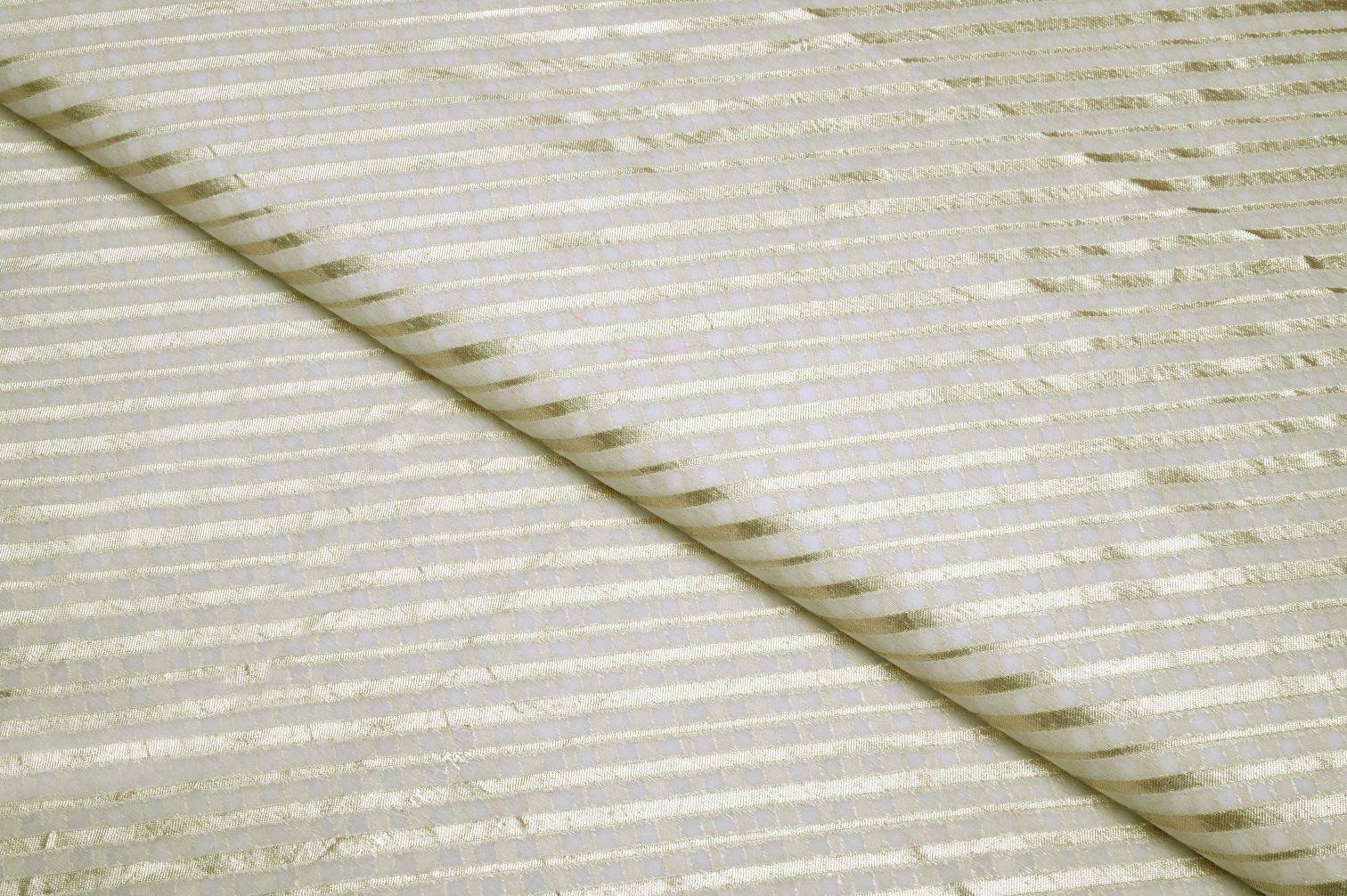 FEATHER CREAM COLOR GEORGET METALIC FOIL WITH MULTIPLE SHADES RESHAM ARROW PATTERN EMBROIDERED WORK FABRIC 10928