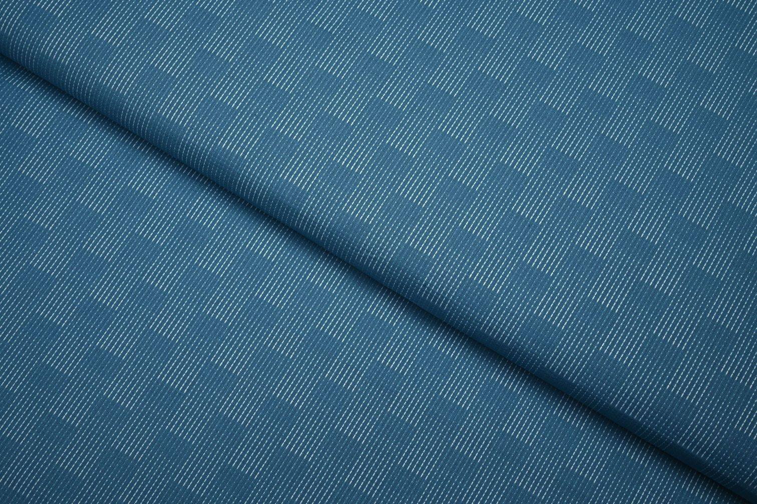 BANKER BLUE COLOR COTTON WHITE THREAD CHAIN STITCH WEAVE SQUARE CHAIN LINKED PATTERN HANDLOOM FABRIC 11663