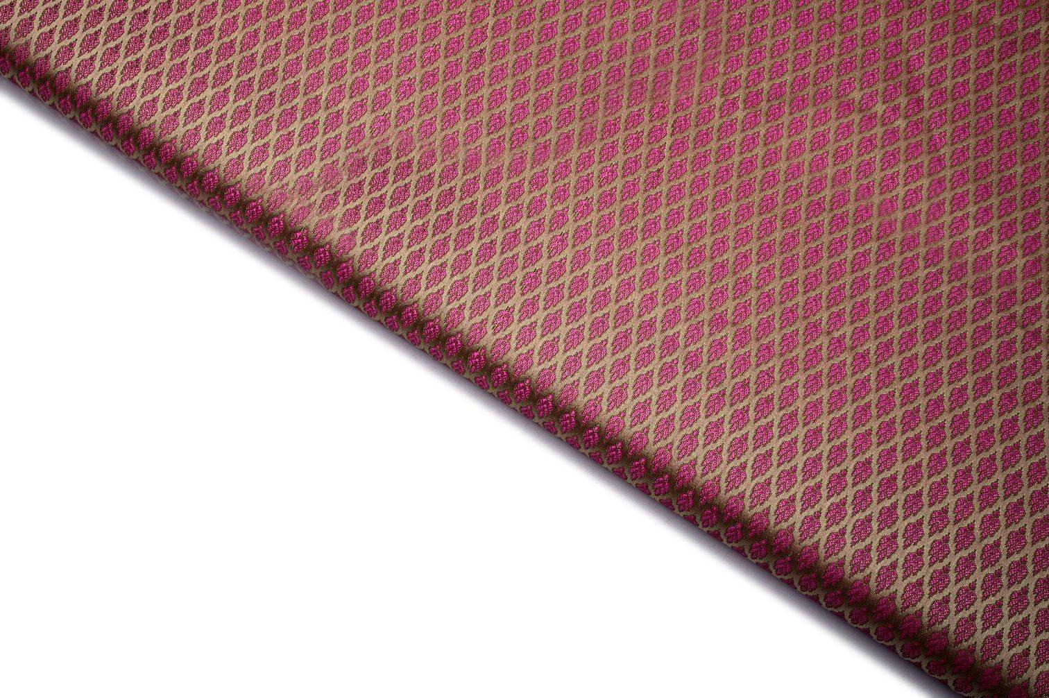 ALMOND BEIGE COLOR PURE CHANDERI SILK HIGHSTITCH THREAD & GOLD EMBROIDERED WORK FABRIC 10728