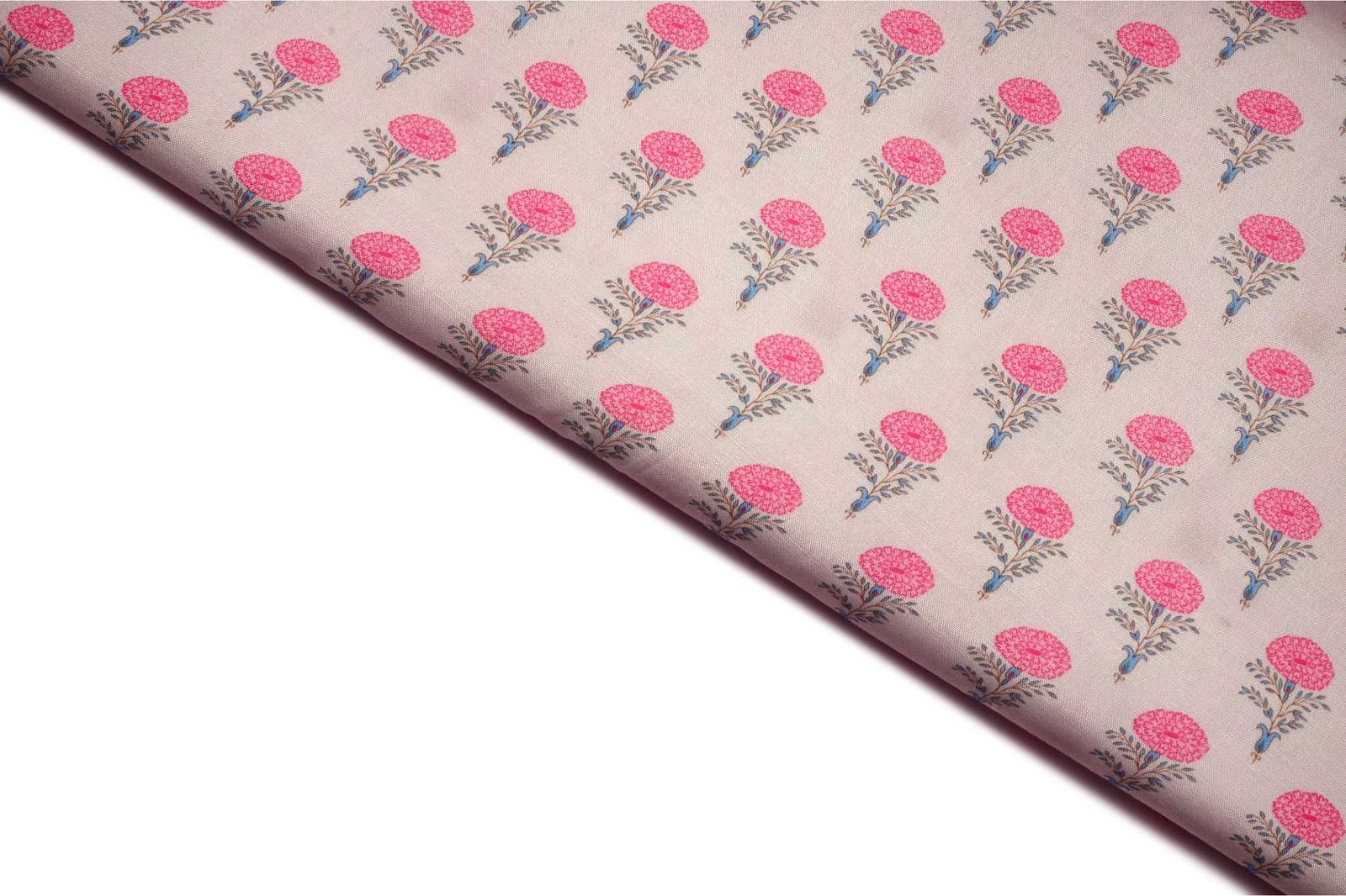 OFFWHITE & PASTEL PEACH COLOR COTTON VOIL SLUB WEAVE TEXTURE PATTERN HANDLOOM FABRIC 11669