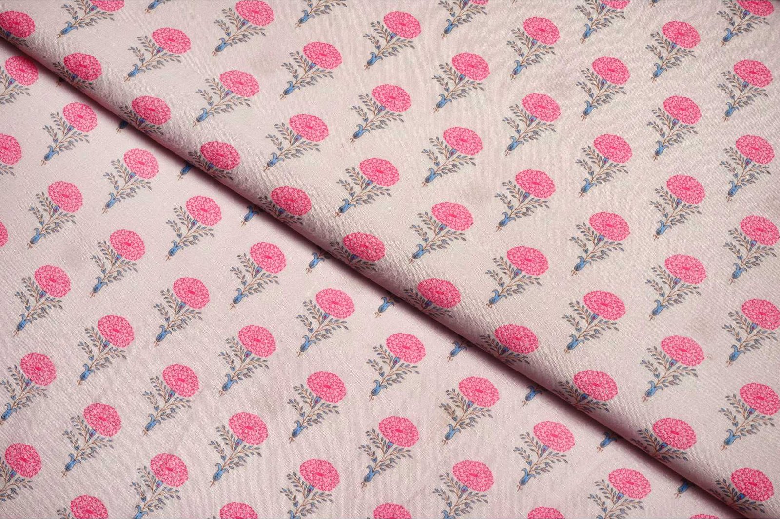 OFFWHITE & PASTEL PEACH COLOR COTTON VOIL SLUB WEAVE TEXTURE PATTERN HANDLOOM FABRIC 11669