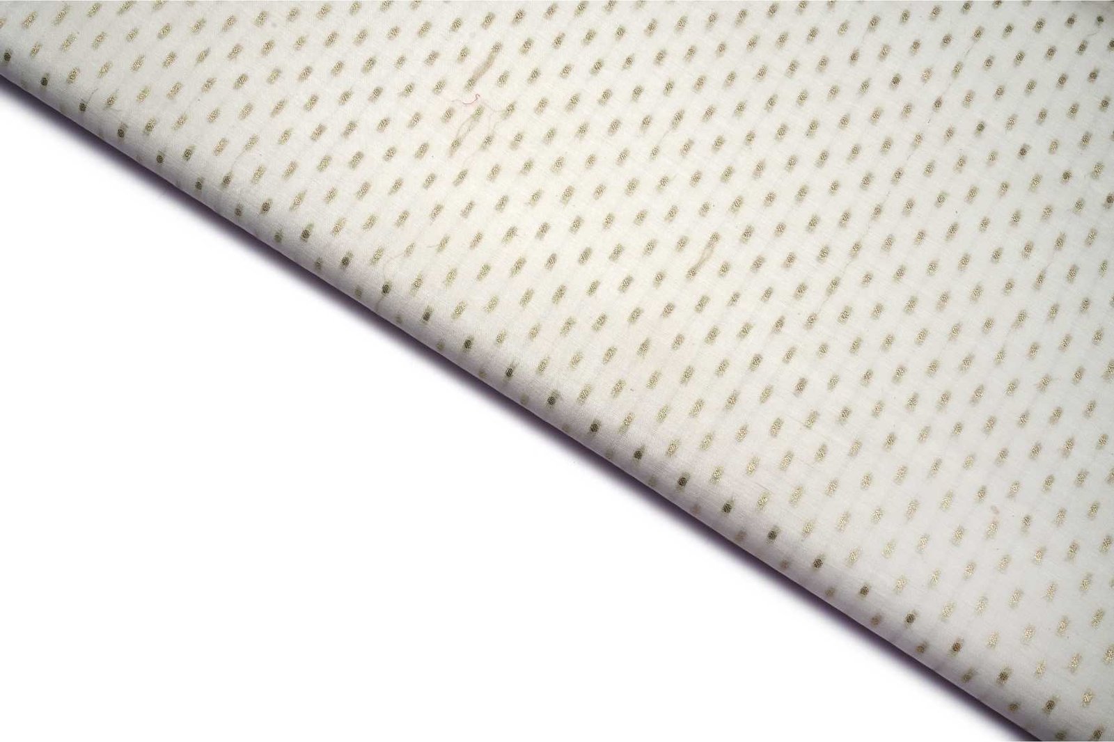 DIABLE OFFWHITE COLOR WISCOSS CHANDERI SILK GOLD WEAVE MOTIVE PATTERN BROCADE FABRIC 11222