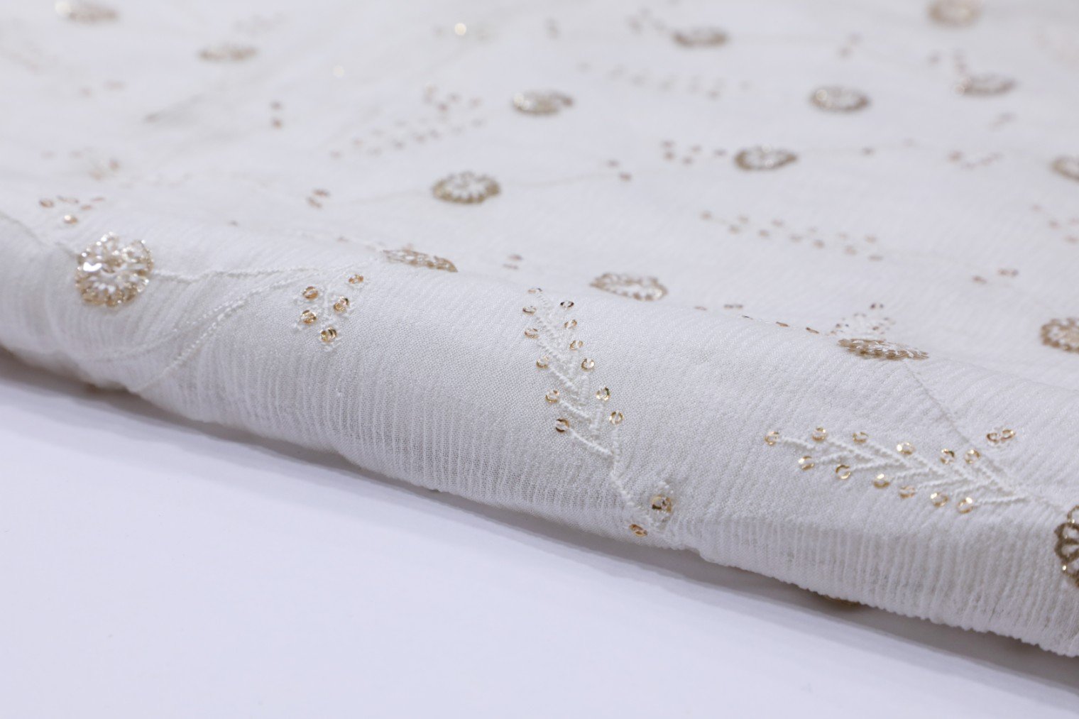 DIABLE WHITE COLOR CHINON HIGH STITCH ALLOVER SEQUENCE & THREAD WORK 2390