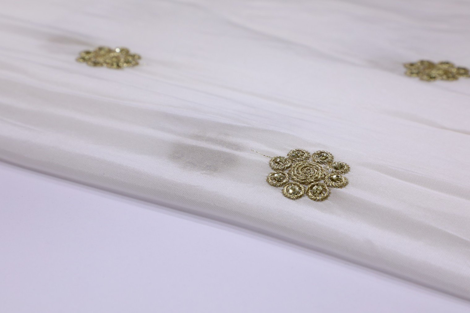 DIABLE WHITE COLOR UPPADA SILK GOLD ZARI & SEQUENCE MOTIF WORK 2457