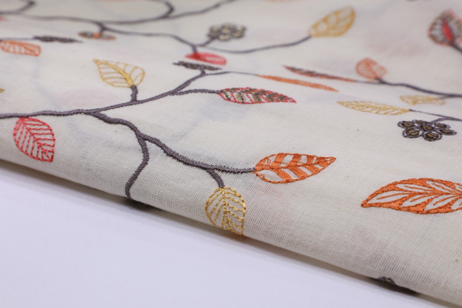 OFFWHITE COLOR COTTON RESHAM & SEQUINS ALLOVER EMBROIDERY WORK 3229