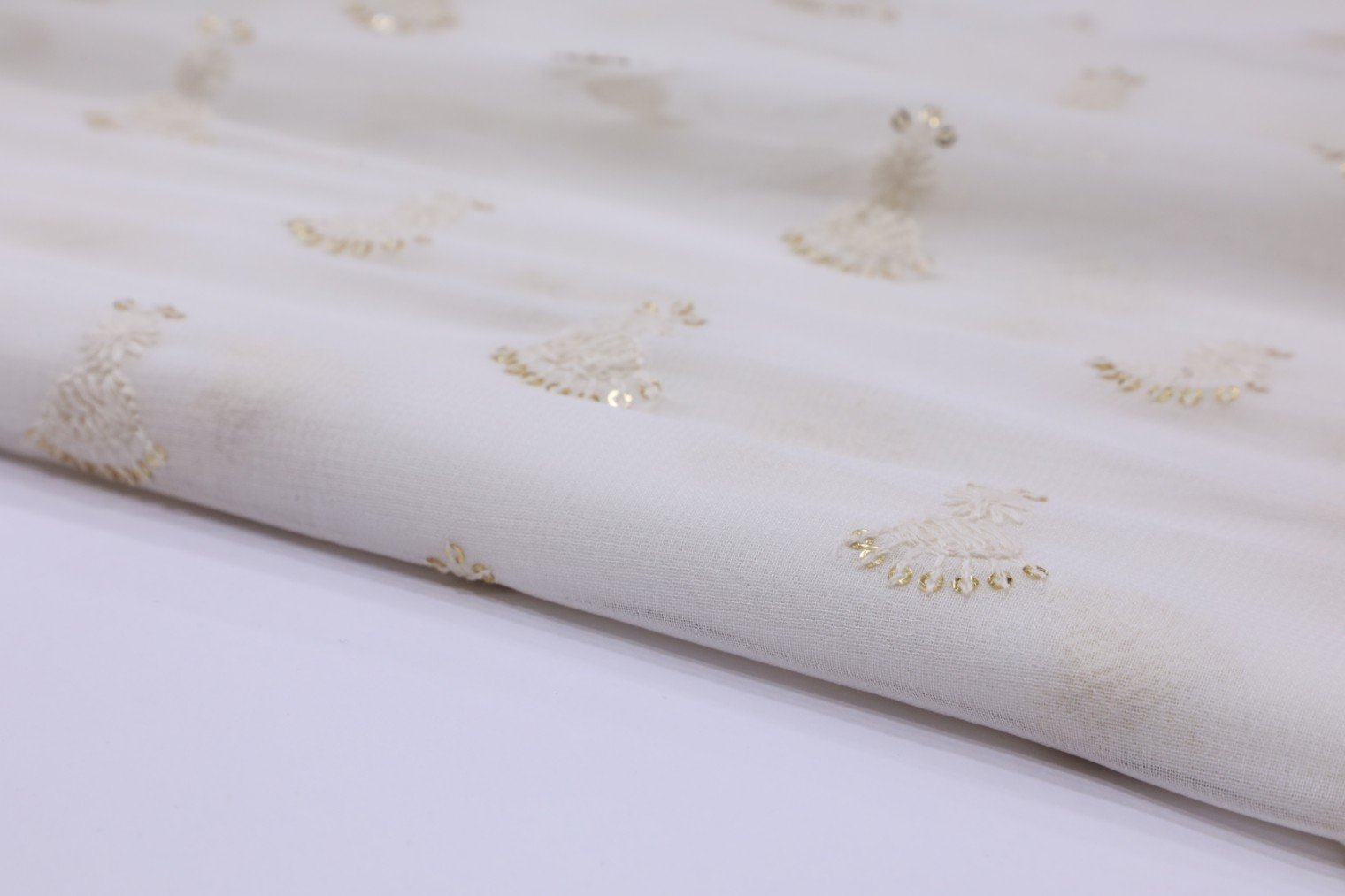 DIABLE WHITE COLOR GEORGETTE THREAD & SEQUENCE MOTIF WORK 3632