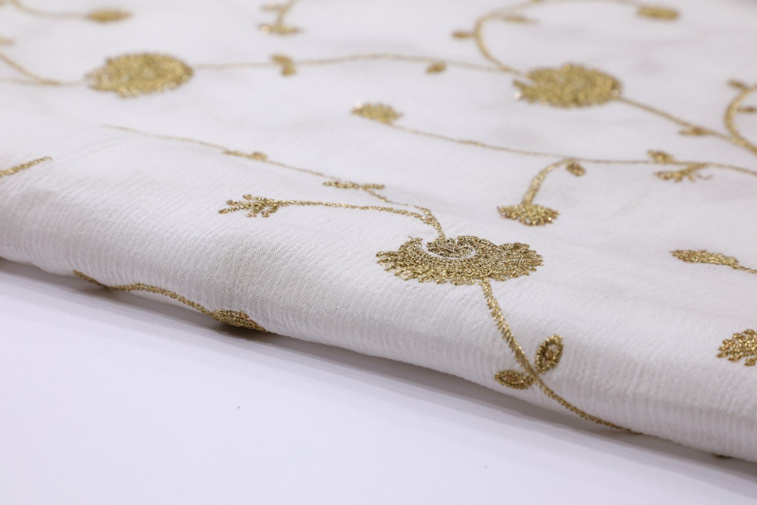 DIABLE WHITE COLOR CHINON ALLLOVER ANTIQUE ZARI & SEQUENCE JAAL WORK 3146