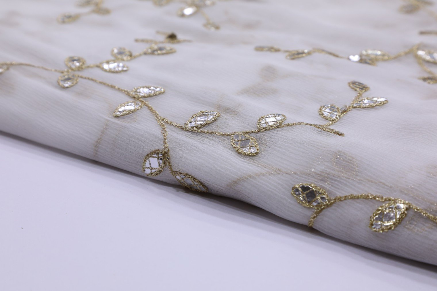 DIABLE WHITE COLOR SHIFFONE ALLOVER GOTAPATTI & ZARI WORK 3224