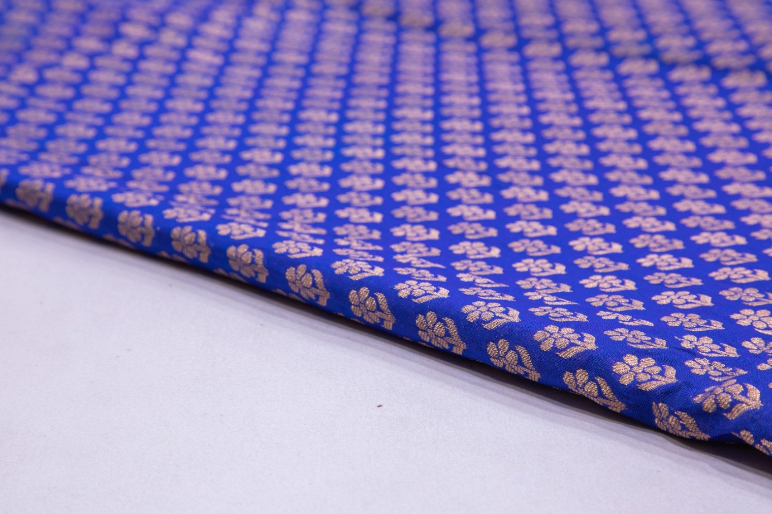 INK BLUE COLOR COPPER MOTIF PURE SILK BROCADE 3276