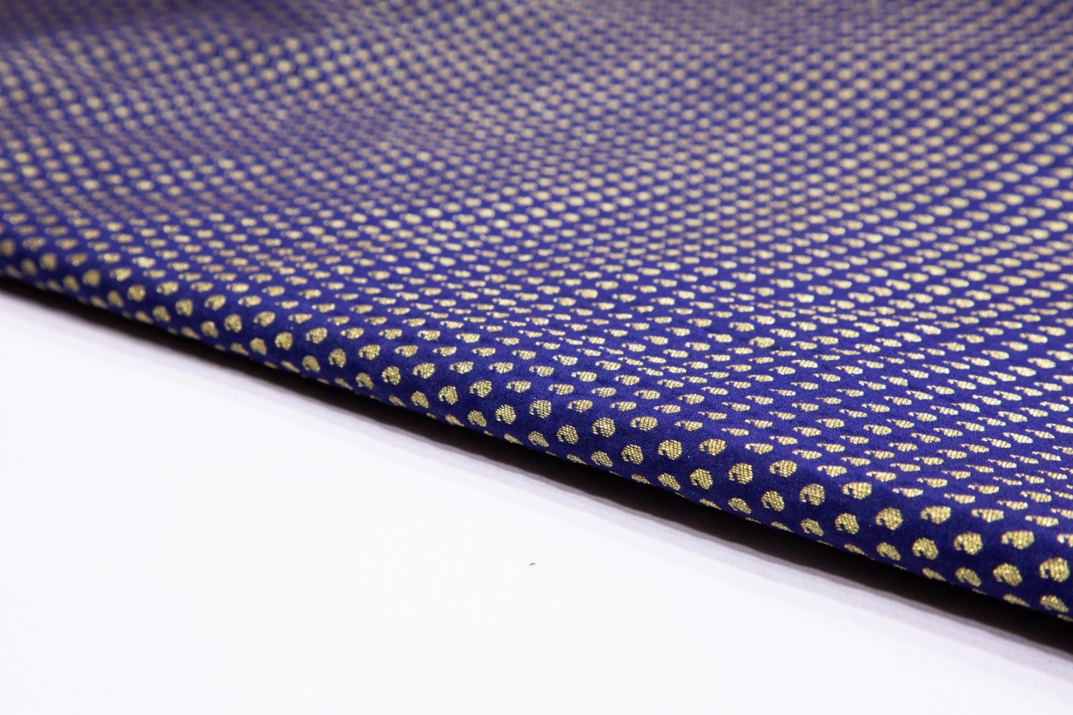 NAVY BLUE COLOR GOLD KERI WEAVE MOTIF PURE SILK BROCADE 3684