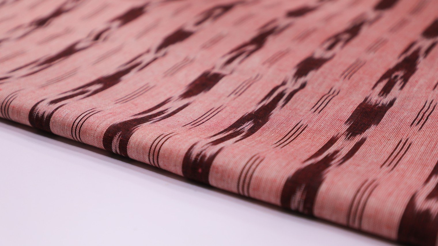 BLOSSOM PINK COLOR COTTON IKAT GEOMETRIC MAROON STRIPED PRINT FABRIC - 4069