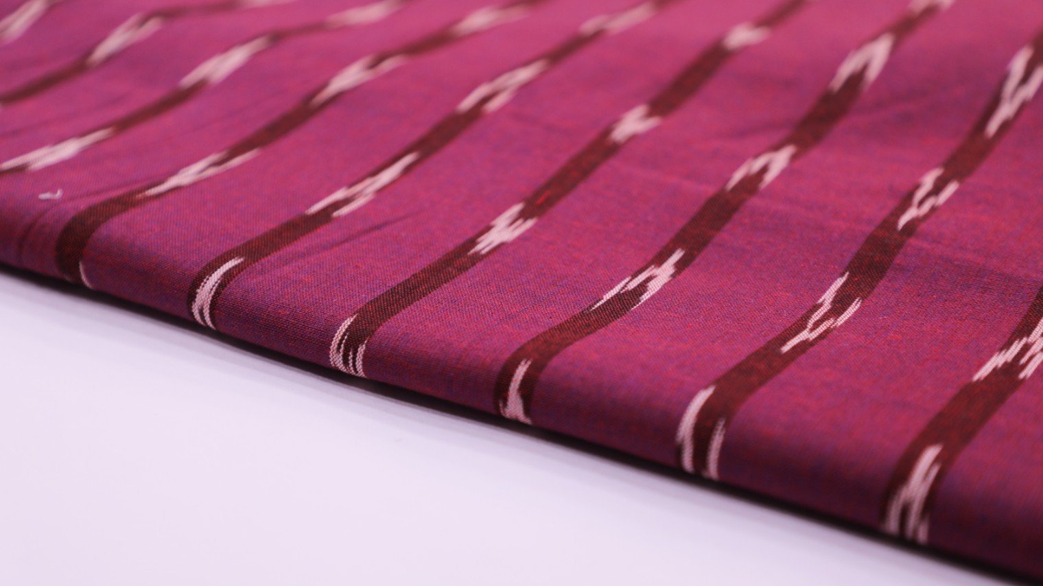 HOPBUSH COLOR COTTON IKAT TWO TONE MAROON COLOR GEOMETRIC STRIPES FABRIC - 4071