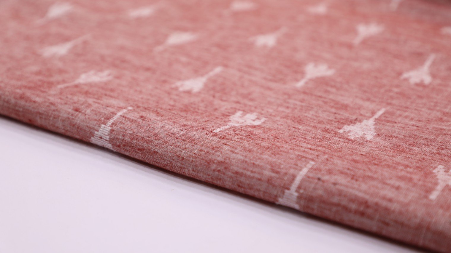 OYSTER ORANGE COLOR COTTON IKAT TWO TONE TEXTURE GEOMETRIC MOTIF FABRIC - 4073