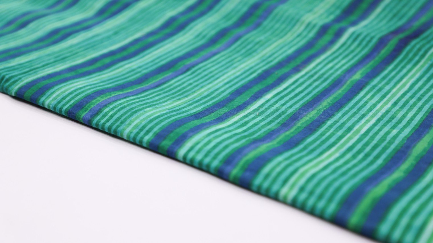 AQUA GREEN COLOR & BLUE STRIPES PATTERN COTTON HAND BLOCK PRINT4537