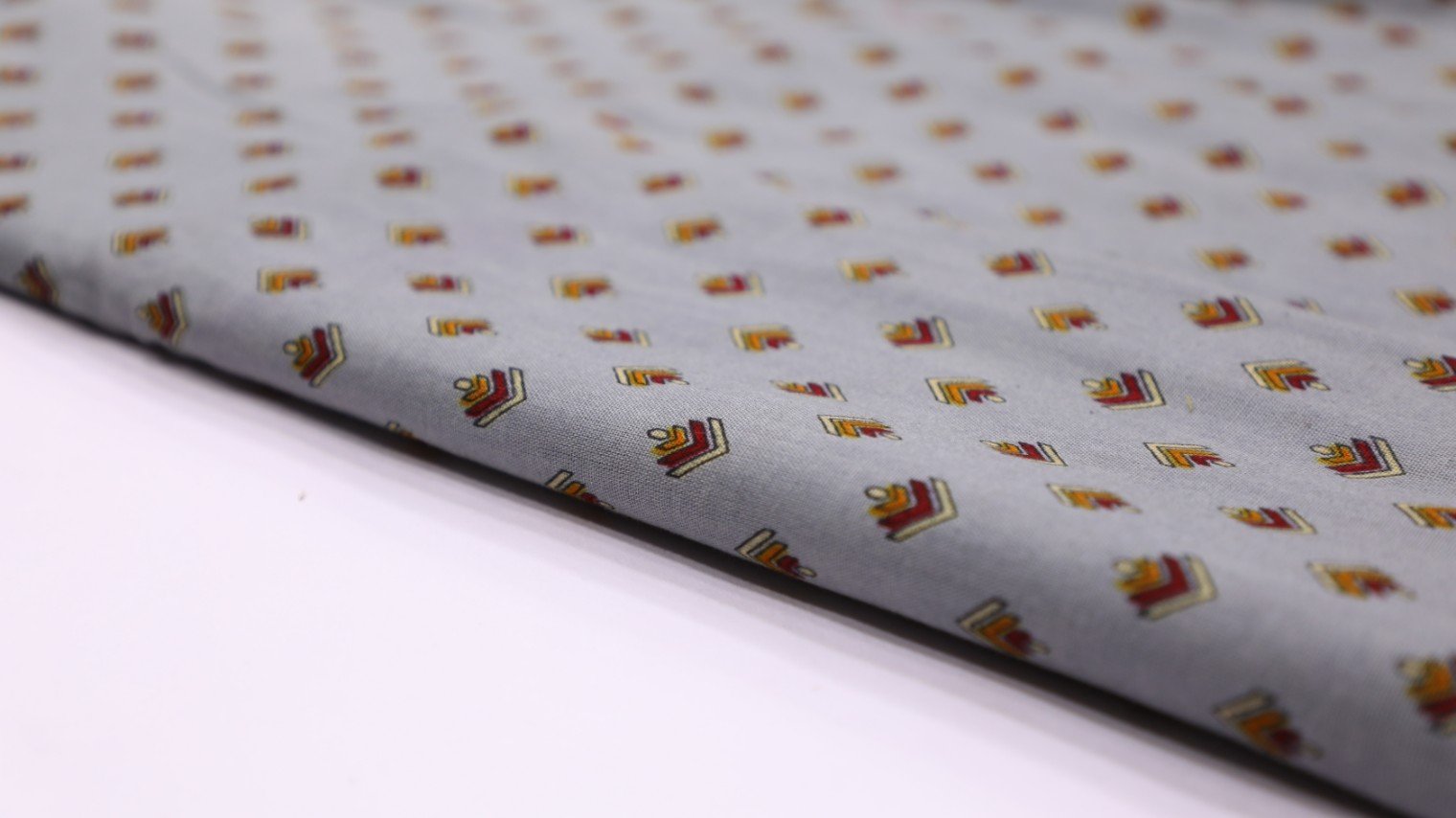 Steel Grey Color Arrow Motif Cotton Flex Screen Print Fabric - 4591