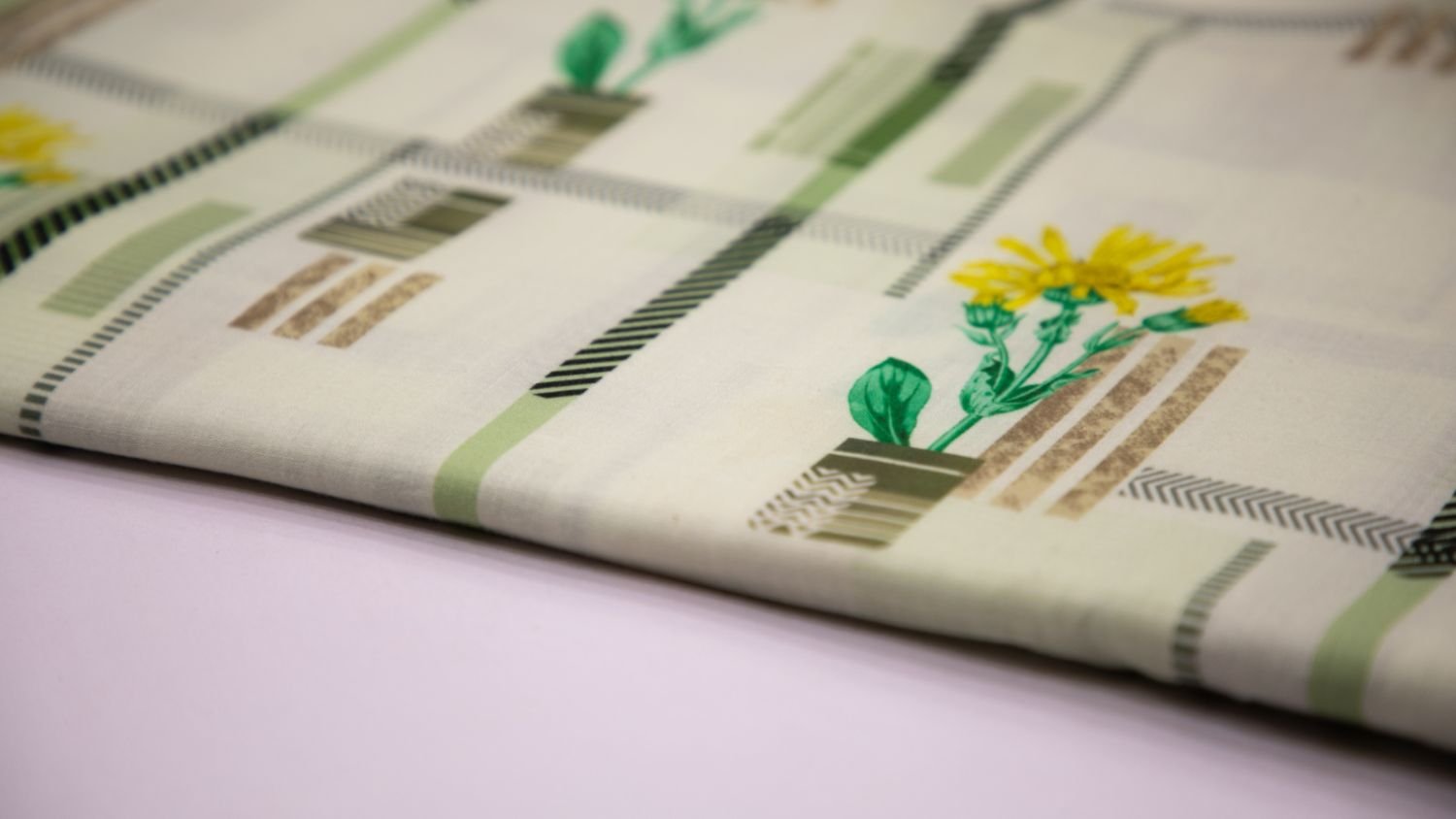 PASTEL LIME YELLOW COLOR POLY FLEX FLORAL MOTIF ABSTRACT PATTERN SCREEN PRINT 4708