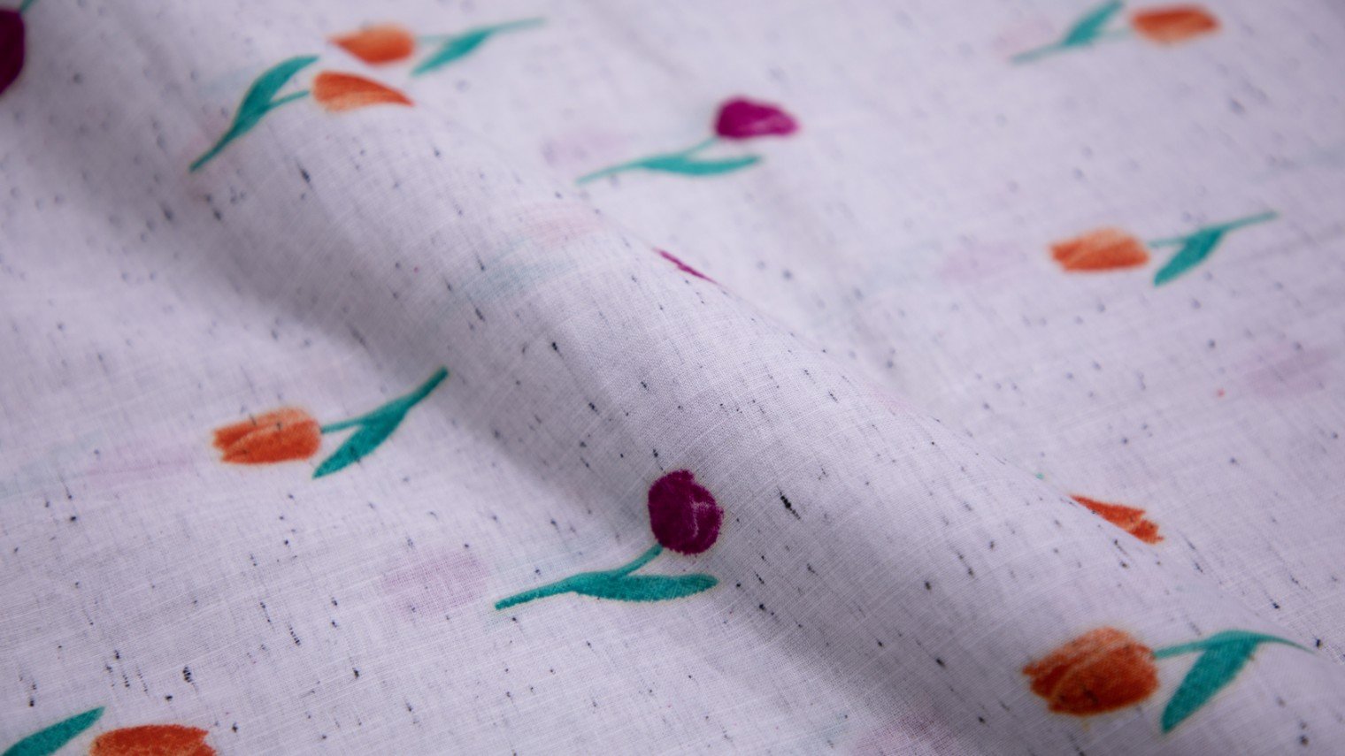 DUSTY PEACH COLOR POLY FLAX DIGITAL FLORAL MOTIVE PATTERN PRINTED FABRIC 11855