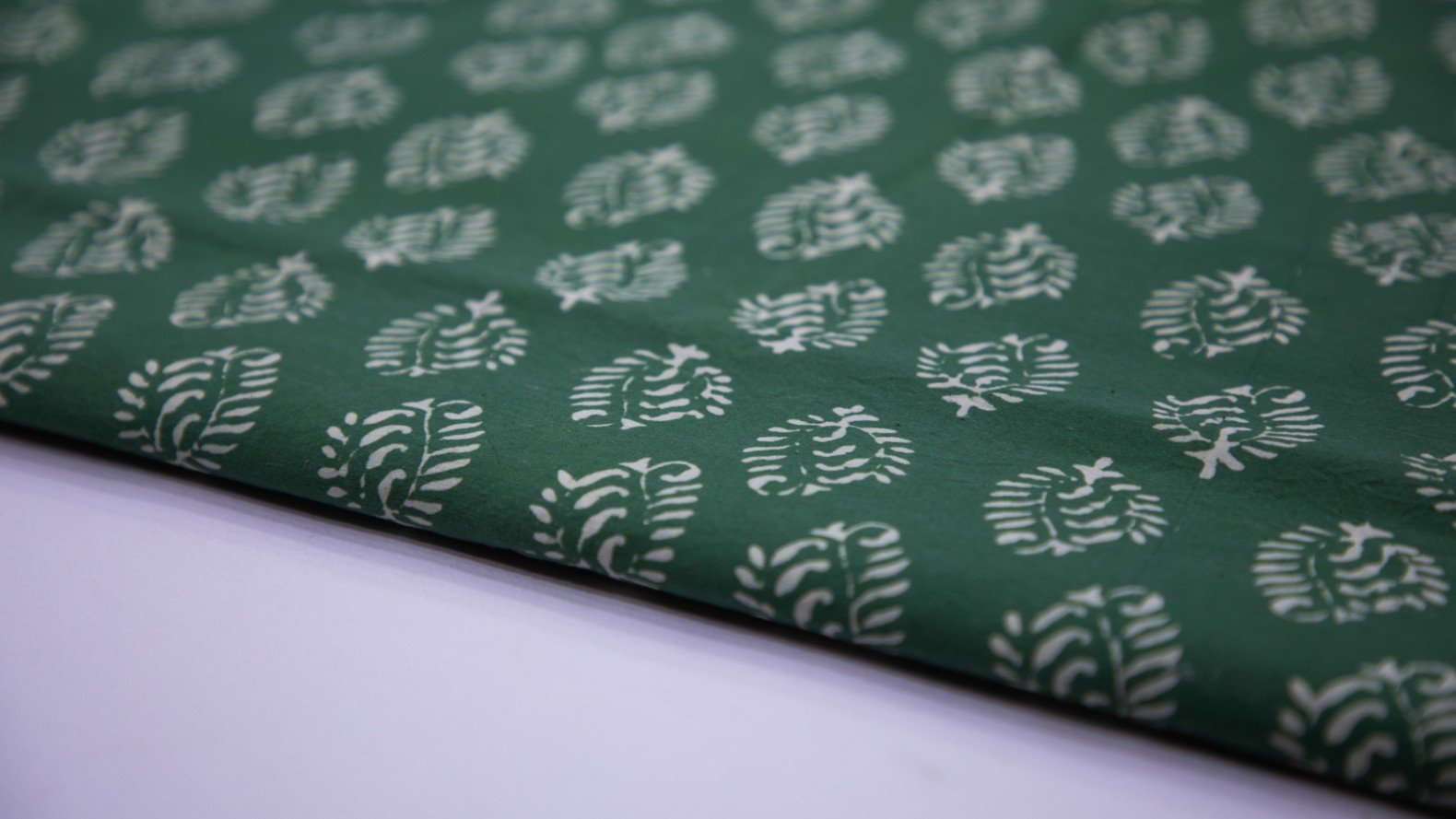 SAPGREEN COLOR COTTON GAMTHI CREAM HAND BLOCK MOTIF PRINT 5639