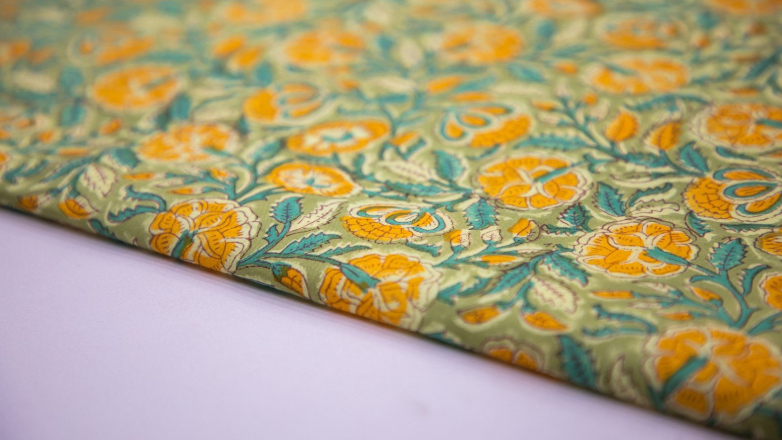 NATURAL OLIVE GREEN COLOR COTTON RAPID HANDBLOCK GAMTHI PRINT 5678