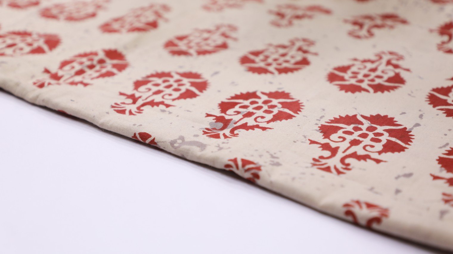 NATURAL CREAM COLOR RUST MOTIF PATTERN COTTON HAND BLOCK PRINT 5923