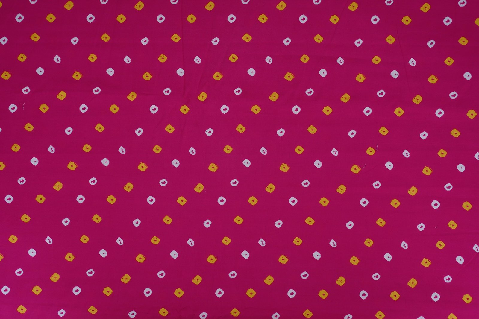 BRICK RUST BROWN COLOR POLY MODAL SILK CREAM BANDHNI CHAIN PATTERN PRINTED FABRIC 10288