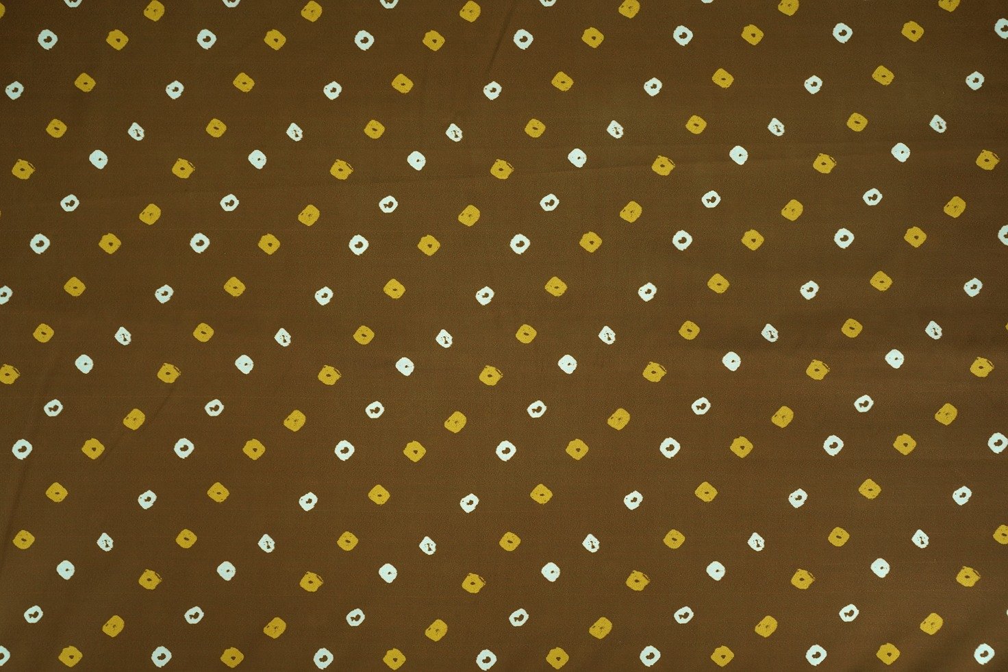 BRICK RUST BROWN COLOR POLY MODAL SILK CREAM BANDHNI CHAIN PATTERN PRINTED FABRIC 10288