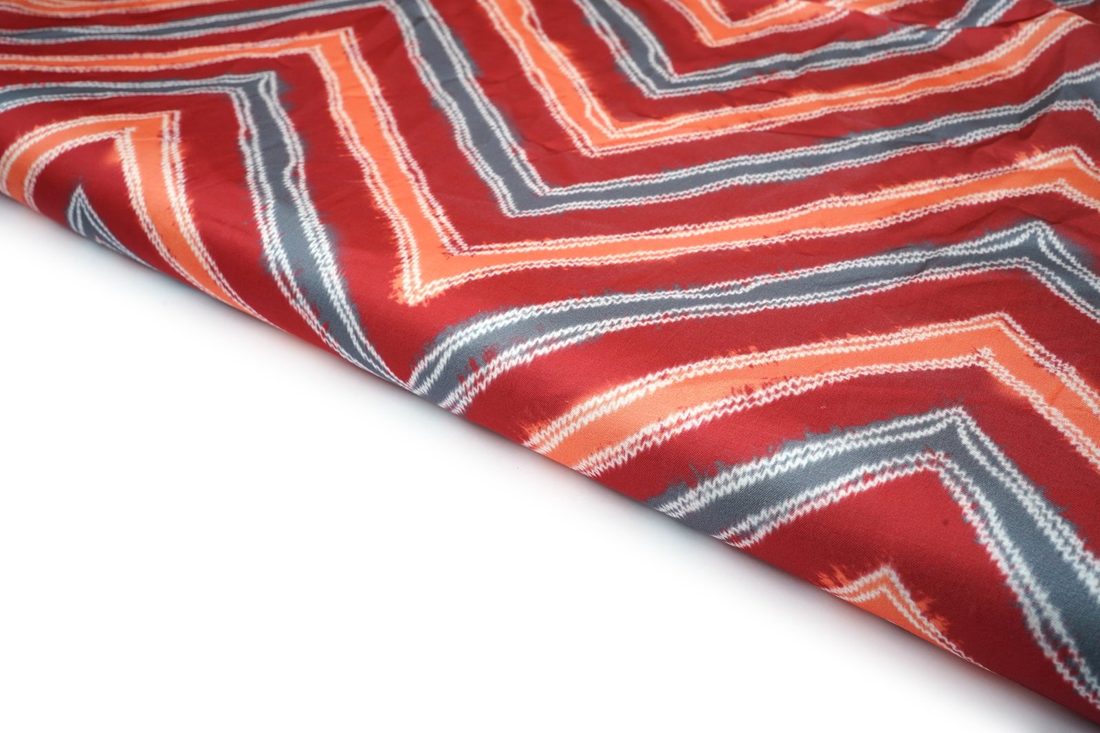 RUST COLOR DIGITAL GREY&PEACH CHEVRON PATTERN POLY MODAL SILK PRINT 10279