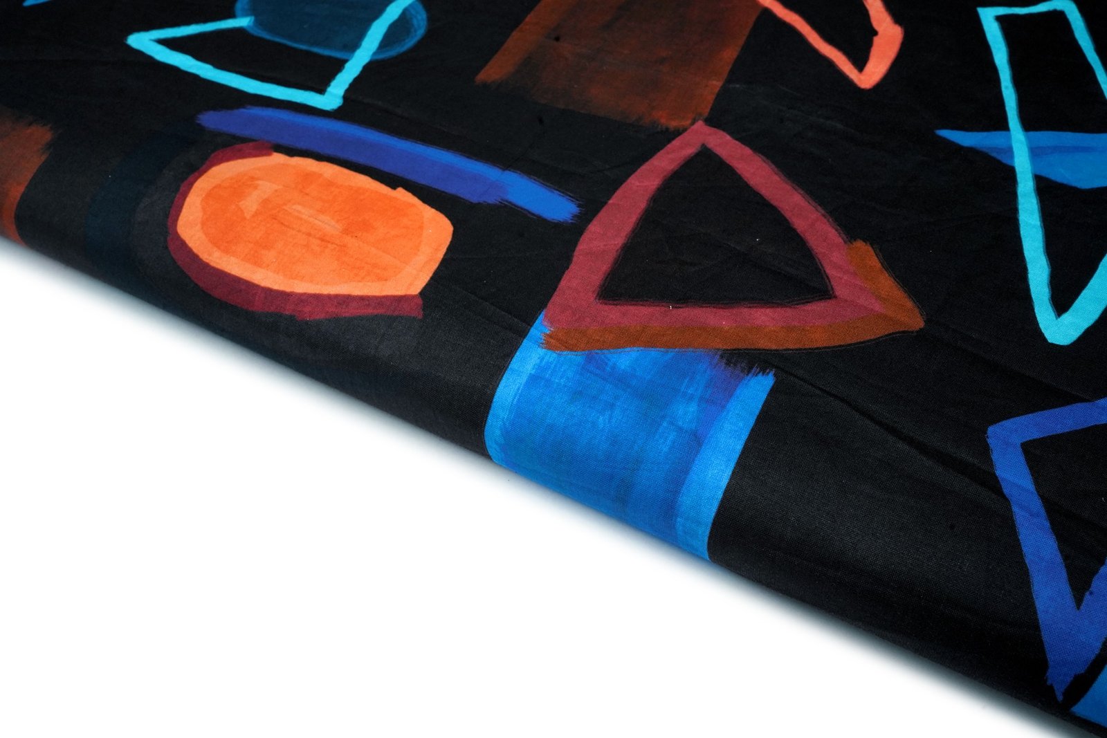 Z BLACK COLOR GEOMETRIC TRIANGLE & ABSTRACT DIGITAL MOTIF COTTON SATIN PRINT 9688