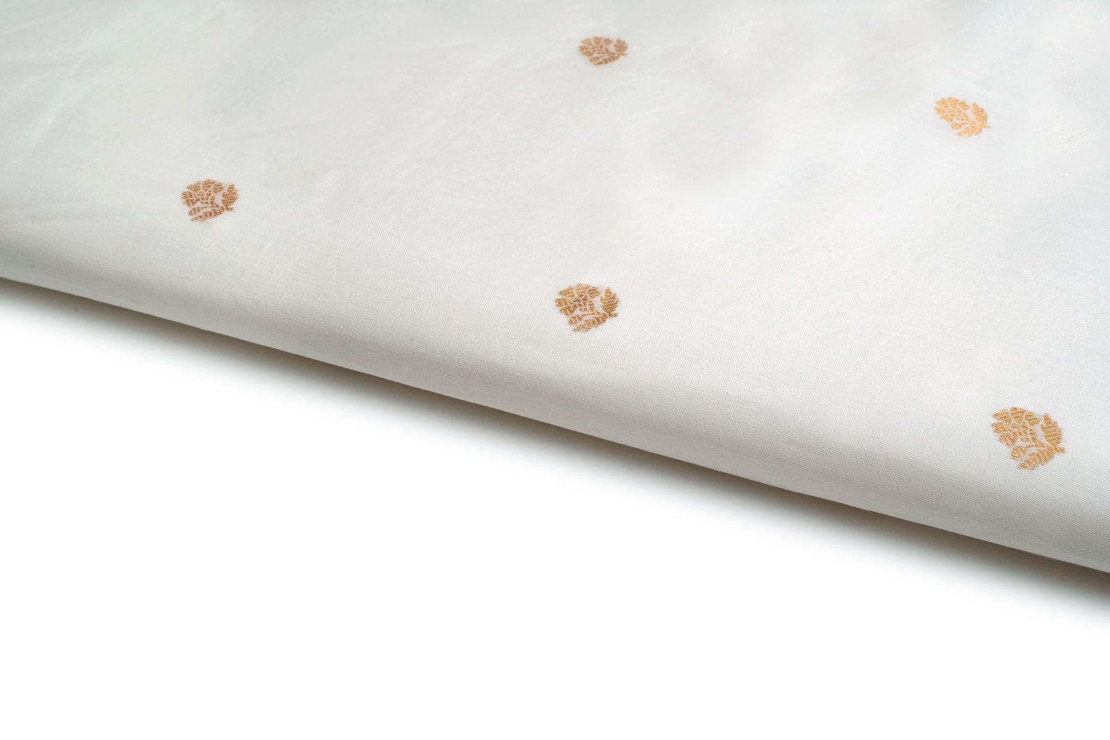 DIABLE OFFWHITE COLOR PURE MUNGA SILK  COPPER WEAVE MOTIF PATTERN BROCADE FABRIC 11219