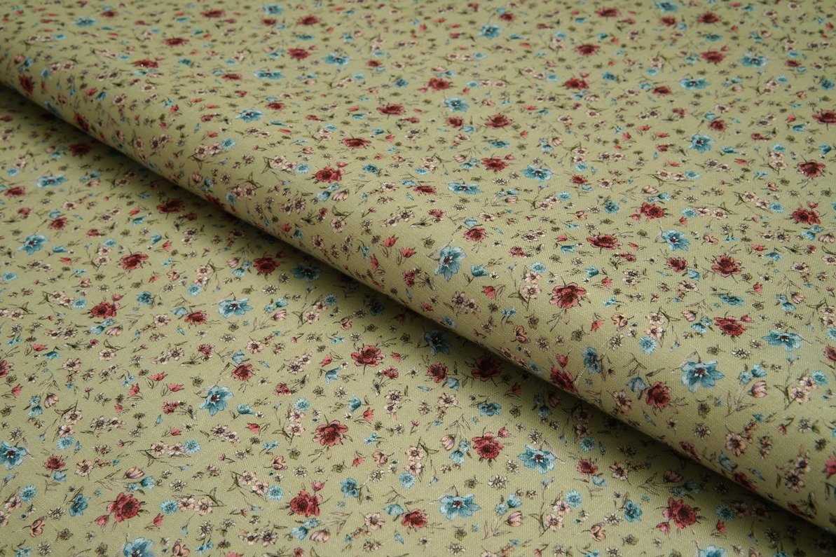 DUSTY PEACH COLOR POLY FLAX DIGITAL FLORAL MOTIVE PATTERN PRINTED FABRIC 11855