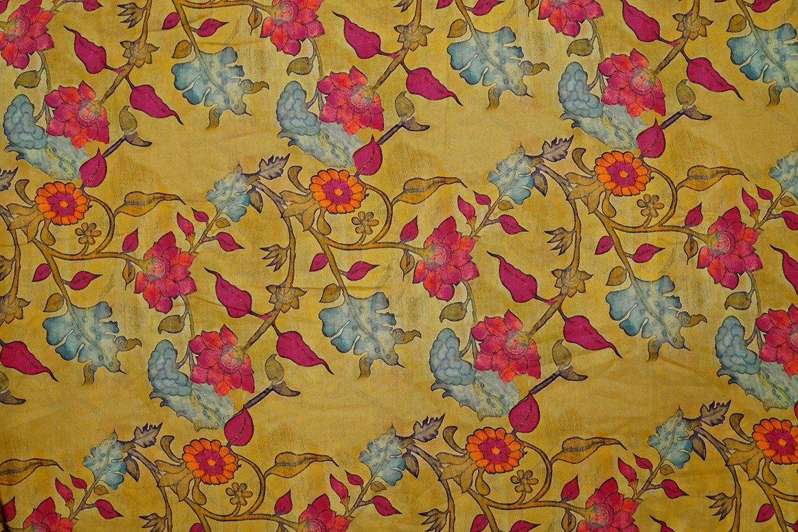 HOT PINK COLOR WISCOSS DOLA SILK CREAM HANDMADE CRUSH BANDHNI MOTIVE PATTERN PRINTED FABRIC 10229