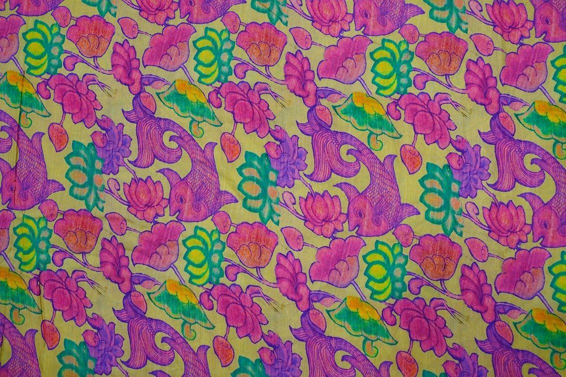 HOT PINK COLOR WISCOSS DOLA SILK CREAM HANDMADE CRUSH BANDHNI MOTIVE PATTERN PRINTED FABRIC 10229