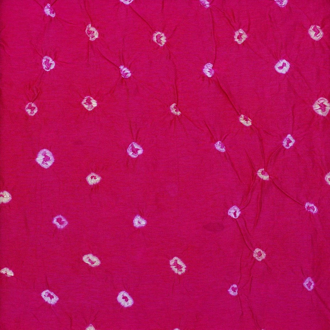 HOT PINK COLOR WISCOSS DOLA SILK CREAM HANDMADE CRUSH BANDHNI MOTIVE PATTERN PRINTED FABRIC 10229