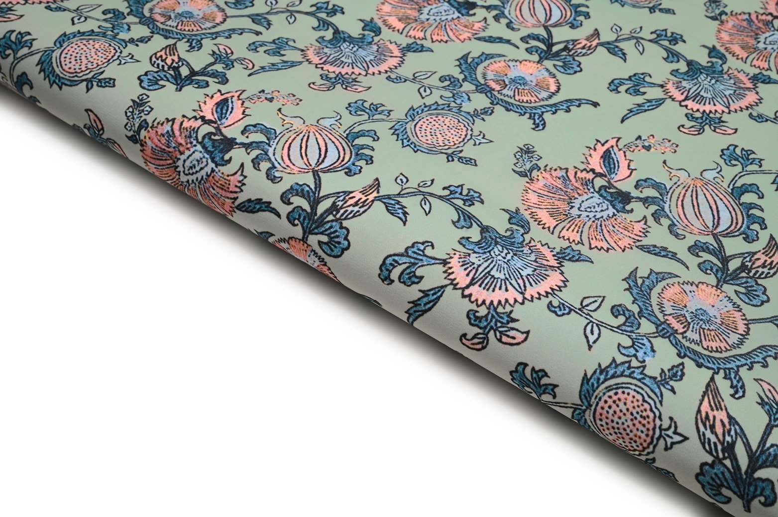 LIME GREEN & OFFWHITE COLOR WISCOSS GEORGET DIGITAL LEHRIYA PATTERN PRINTED FABRIC 10436