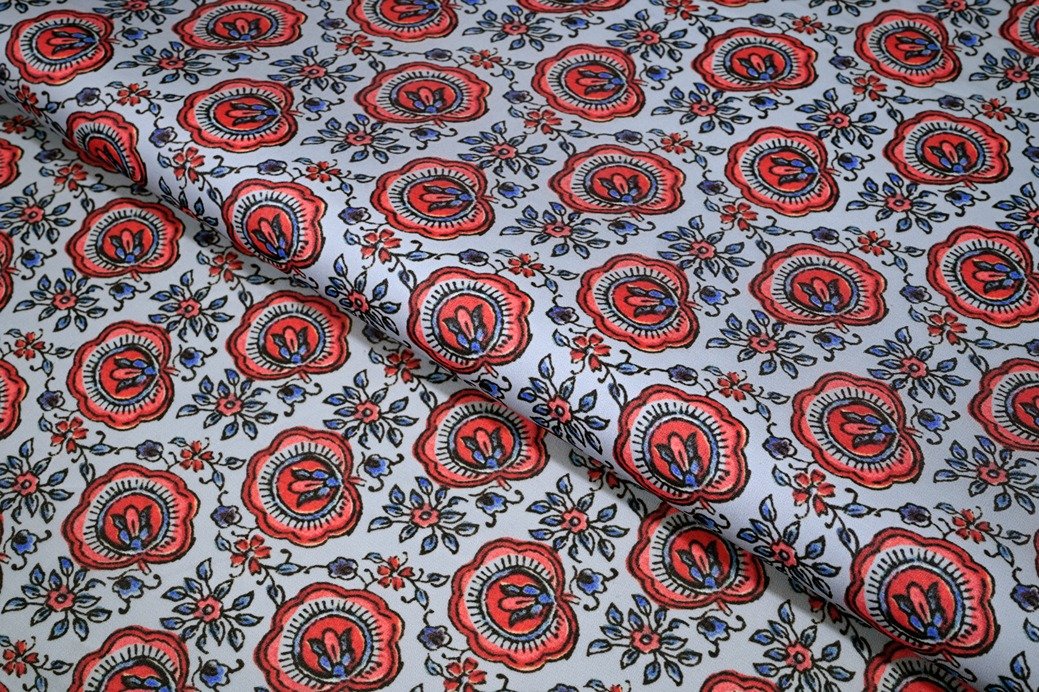 LIME GREEN & OFFWHITE COLOR WISCOSS GEORGET DIGITAL LEHRIYA PATTERN PRINTED FABRIC 10436