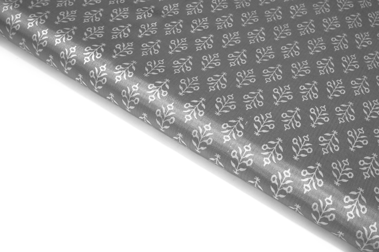 METALIC STONE GREY COLOR WISCOSS GAJI SILK CREAM DIGITAL MOTIVE PATTERN PRINTED FABRIC 10422