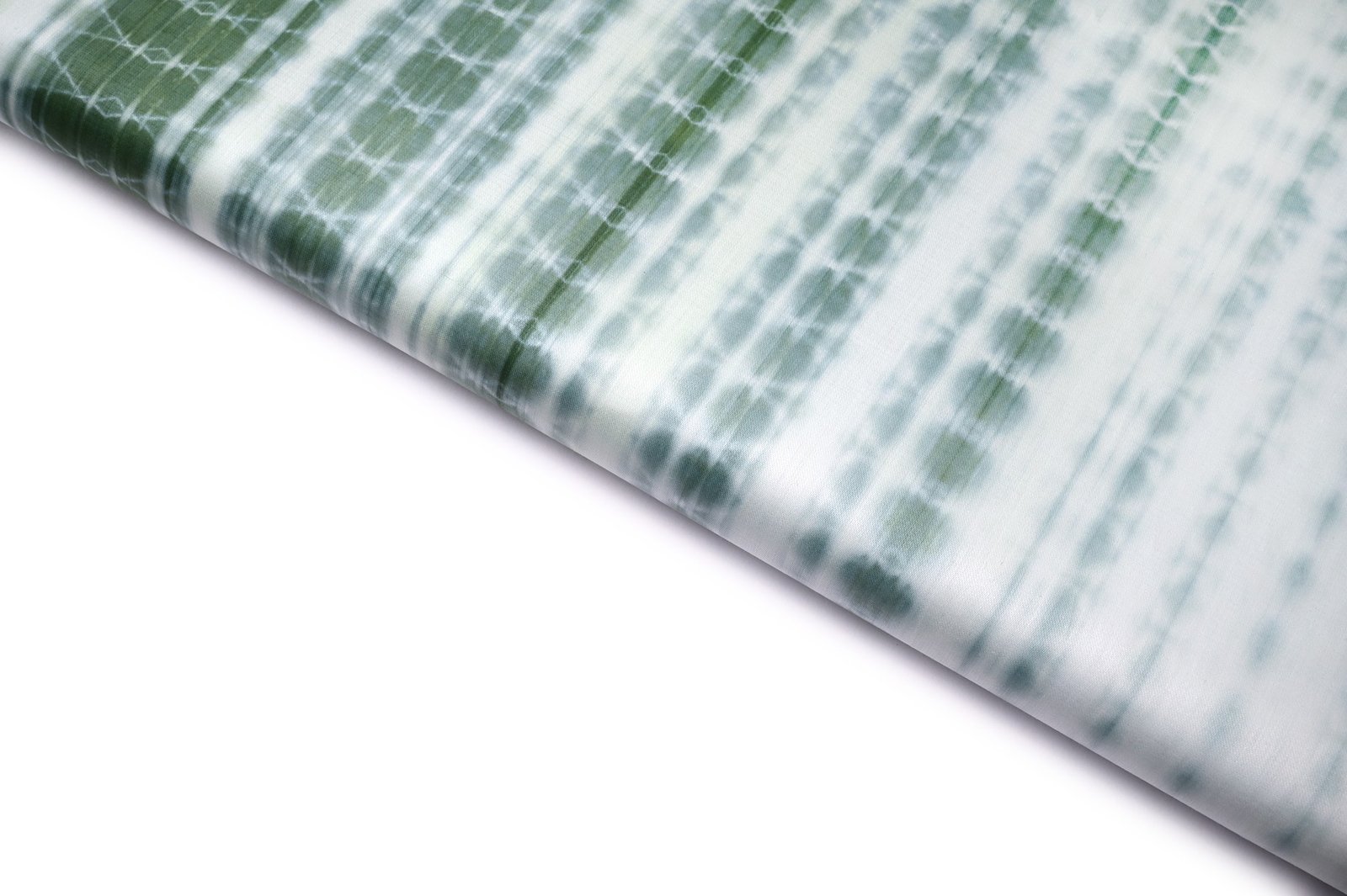 OFFWHITE & MENTHOL GREEN COLOR ABSTRACT TIE &DIE SHIBORI PATTERN COTTON SHATIN PRINT FABRIC 10553