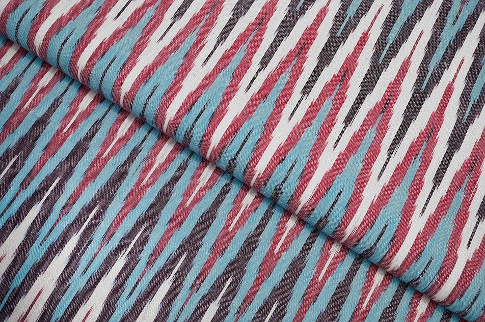 RUSSIAN VIOLET PURPLE COLOR GEOMETRIC WEAVE MOTIVE PATTERN MERSERISE COTTON IKKAT FABRIC 11608