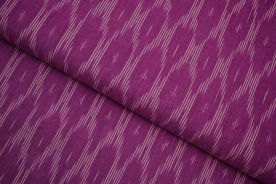 RUSSIAN VIOLET PURPLE COLOR GEOMETRIC WEAVE MOTIVE PATTERN MERSERISE COTTON IKKAT FABRIC 11608