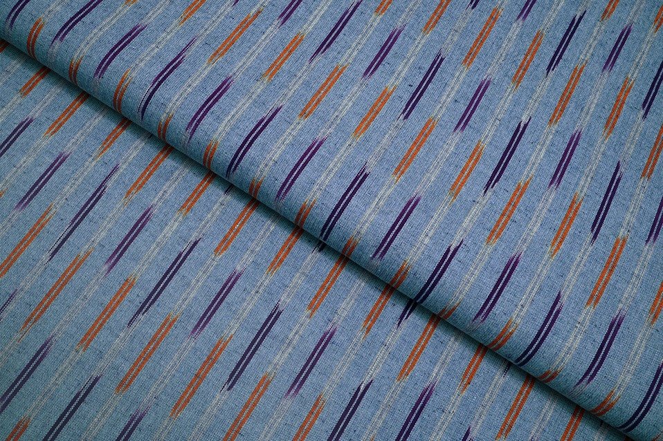 RUSSIAN VIOLET PURPLE COLOR GEOMETRIC WEAVE MOTIVE PATTERN MERSERISE COTTON IKKAT FABRIC 11608