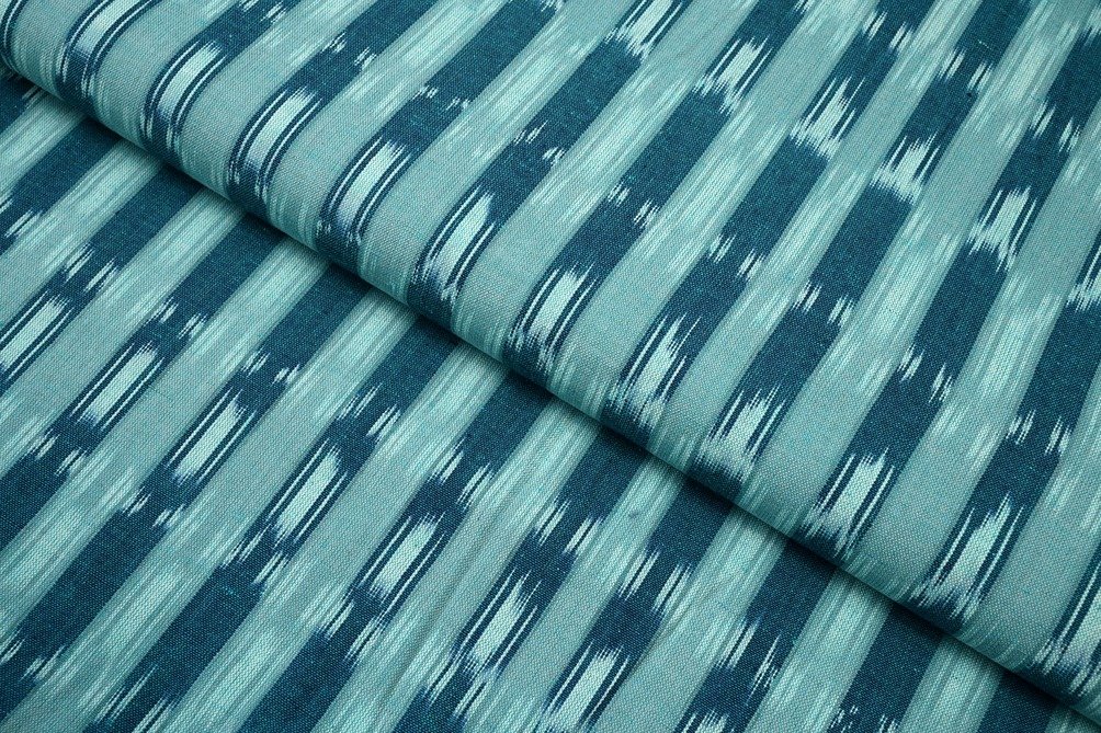 RUSSIAN VIOLET PURPLE COLOR GEOMETRIC WEAVE MOTIVE PATTERN MERSERISE COTTON IKKAT FABRIC 11608