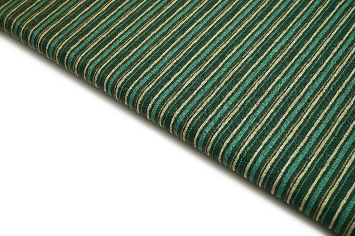 VARSITY GREEN COLOR WISCOSS MUSLIN SILK DIGITAL ABSTRACT STRIPES PATTERN PRINTED FABRIC 9040