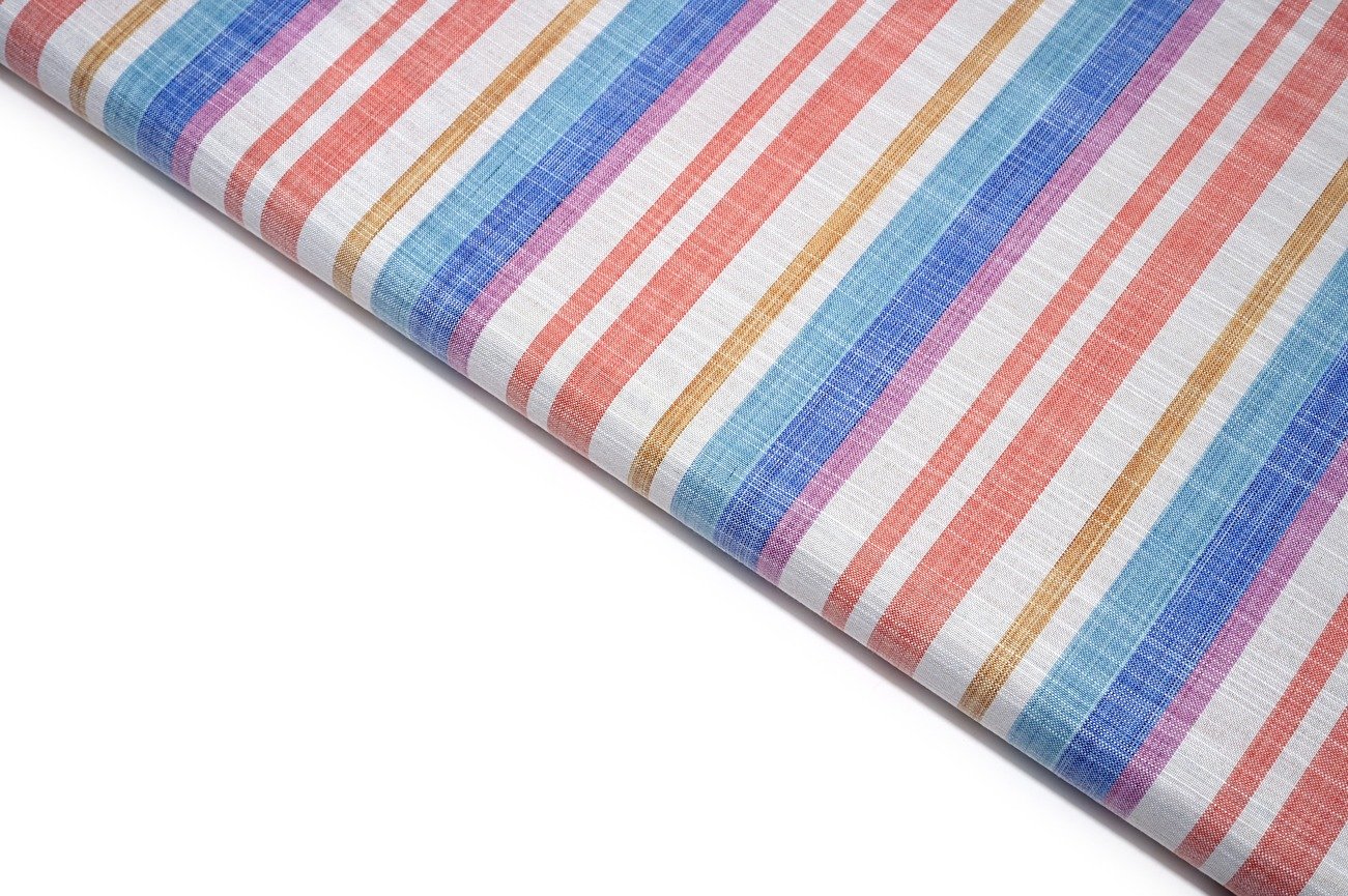 BANKER BLUE COLOR COTTON WHITE THREAD CHAIN STITCH WEAVE SQUARE CHAIN LINKED PATTERN HANDLOOM FABRIC 11663