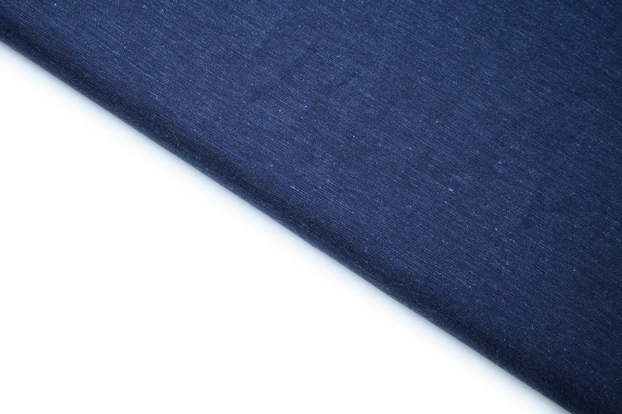 DENIM BLUE COLOR COTTON KHADI GLOSSY LINEN FINISH SELF SLUB TEXTURE FABRIC 9986