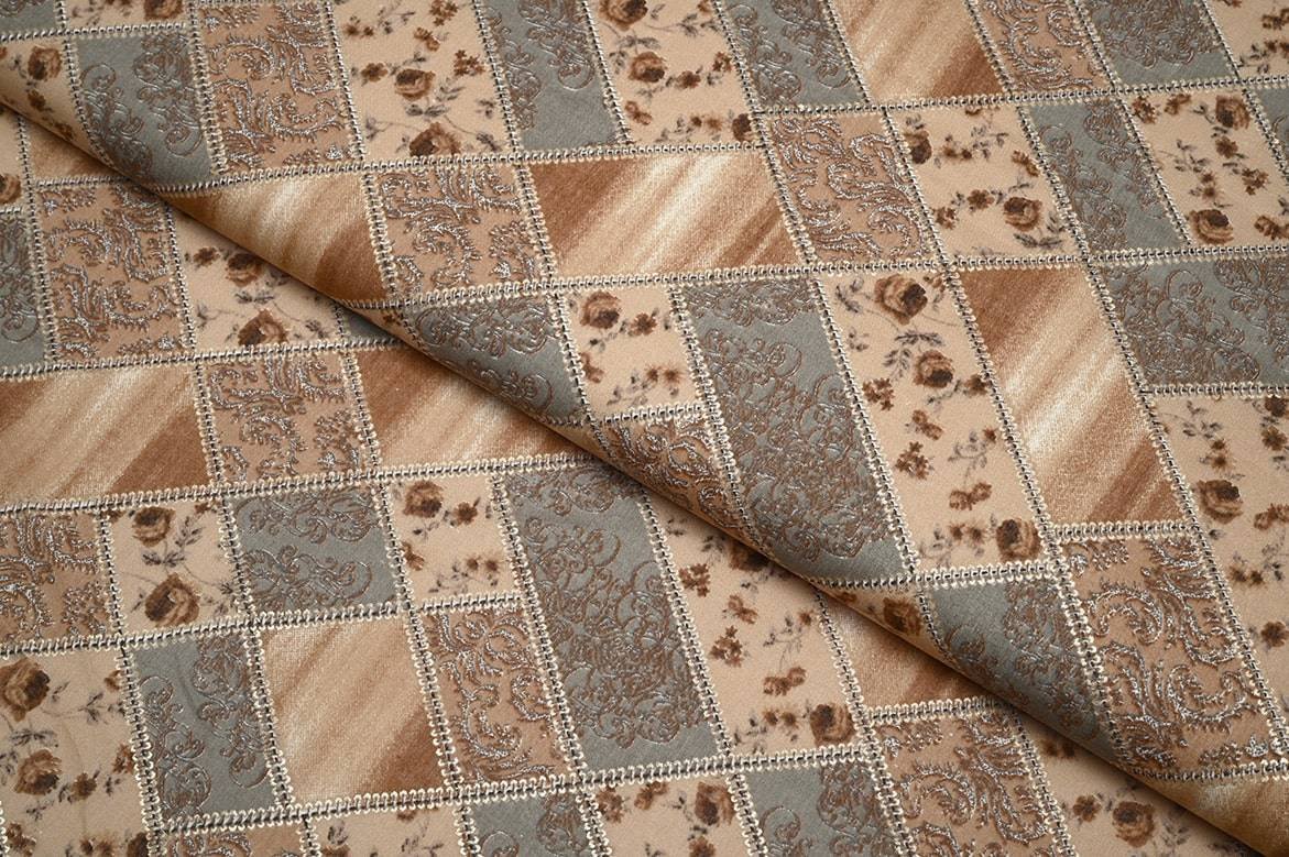 FAIRYTALE GREY COLOR MUSLIN SILK FLORAL & ABSTRACT BOX WITH GOLD METALIC FOIL LAYER CHAIN PATTERN PRINTED FABRIC  11602