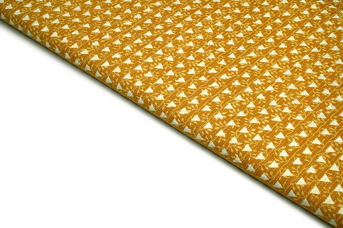 BRIGHT SUN YELLOW COLOR TWOTONE TEXTURE SLUB RAYON FABRIC 9648